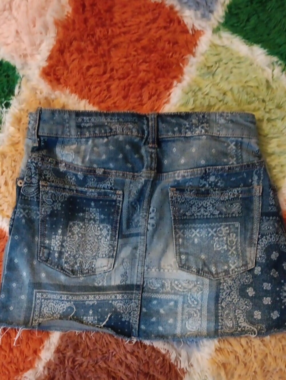 No Boundaries Blue Bandana Print Denim Mini Skirt - Picture 2 of 11